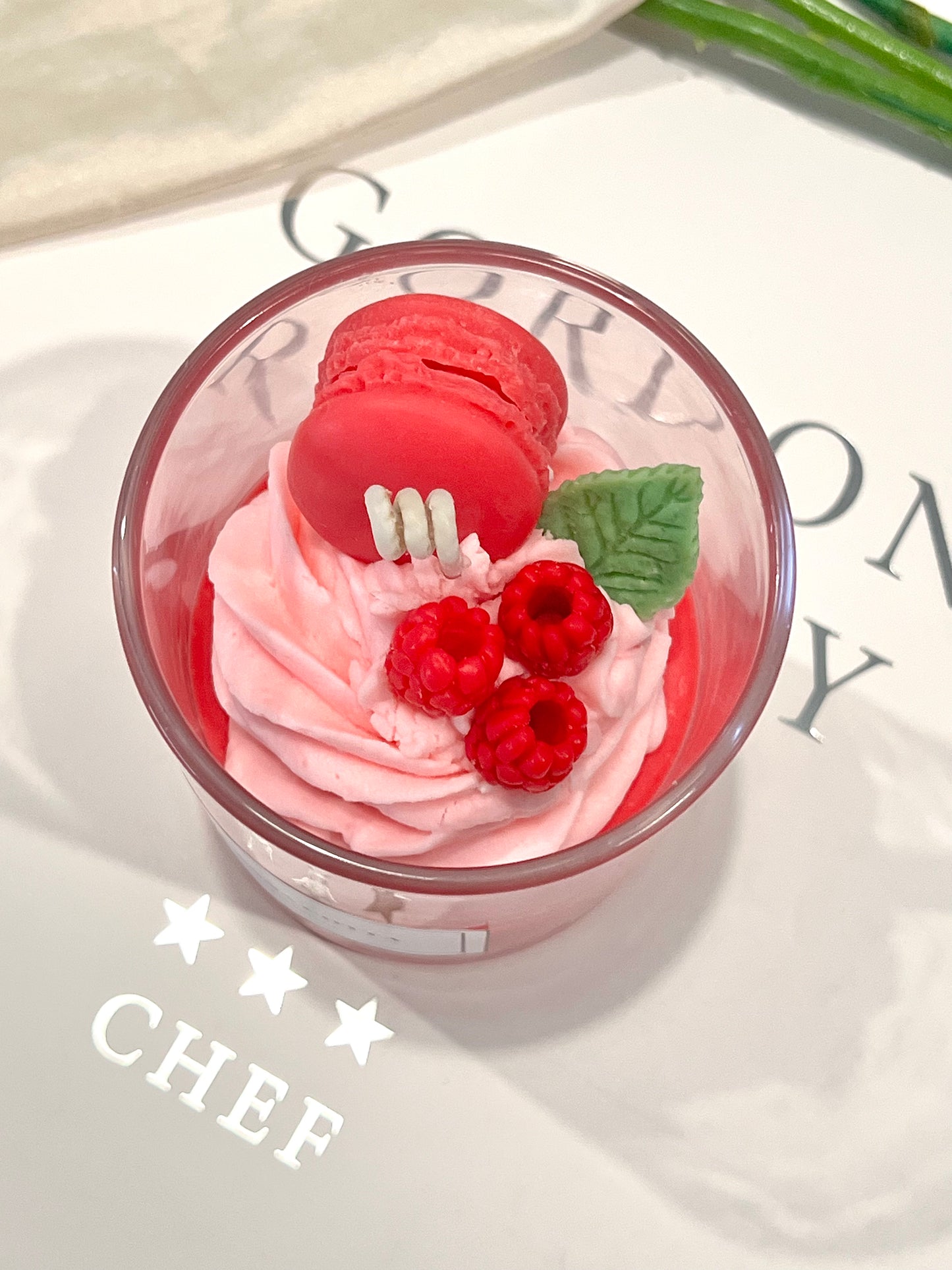 Raspberry Panna Cotta Dessert Candle